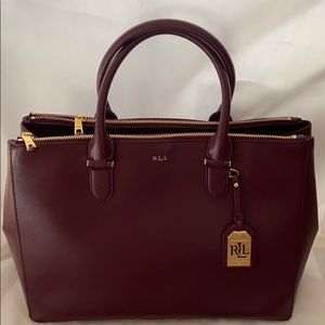 Bustling Extra Large Burgundy Leather Purse